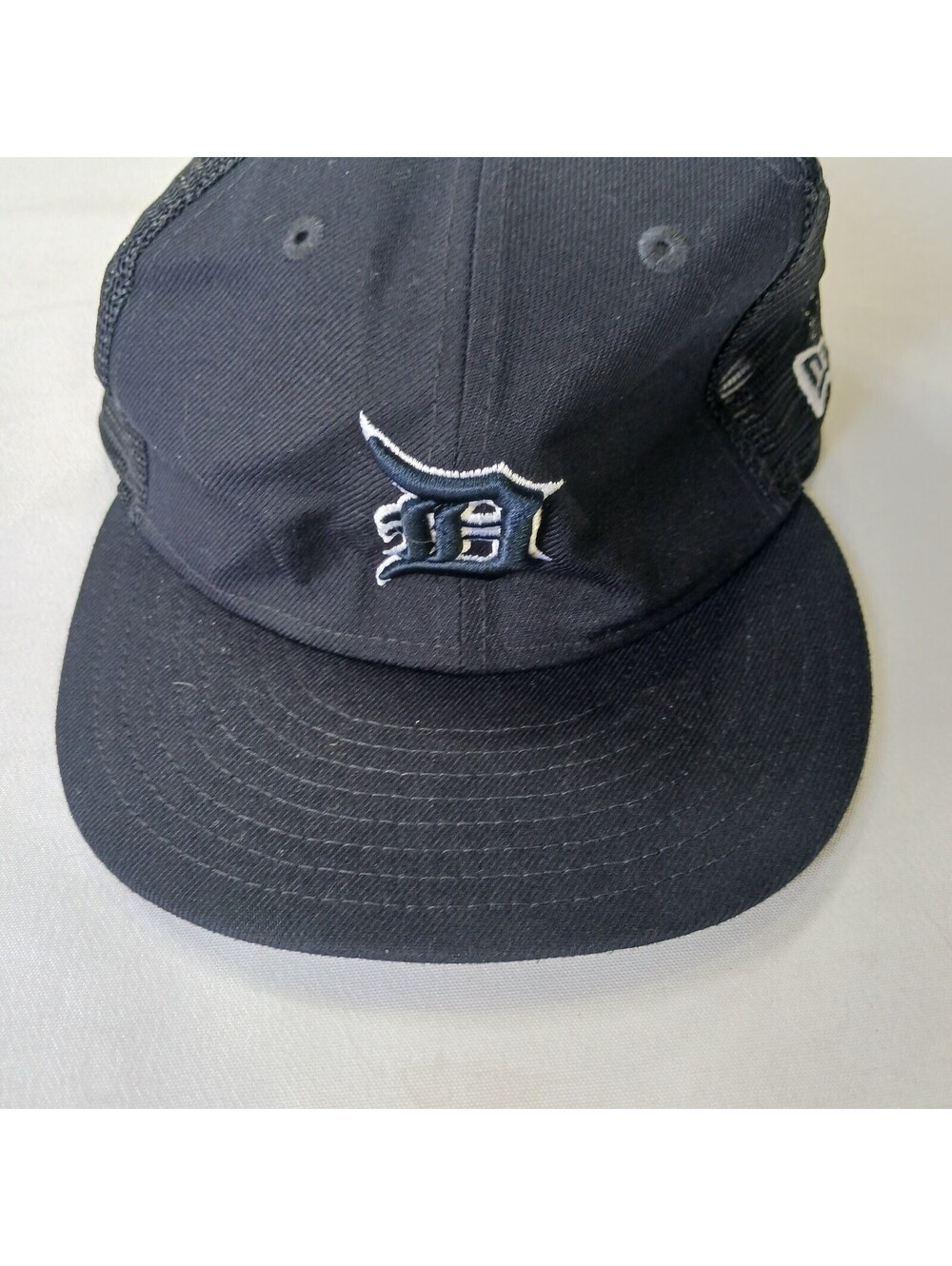 New Era MLB Boston Detroit Tiger Men Back Fitted Black Baseball Cap Hat Sz 7 1/2